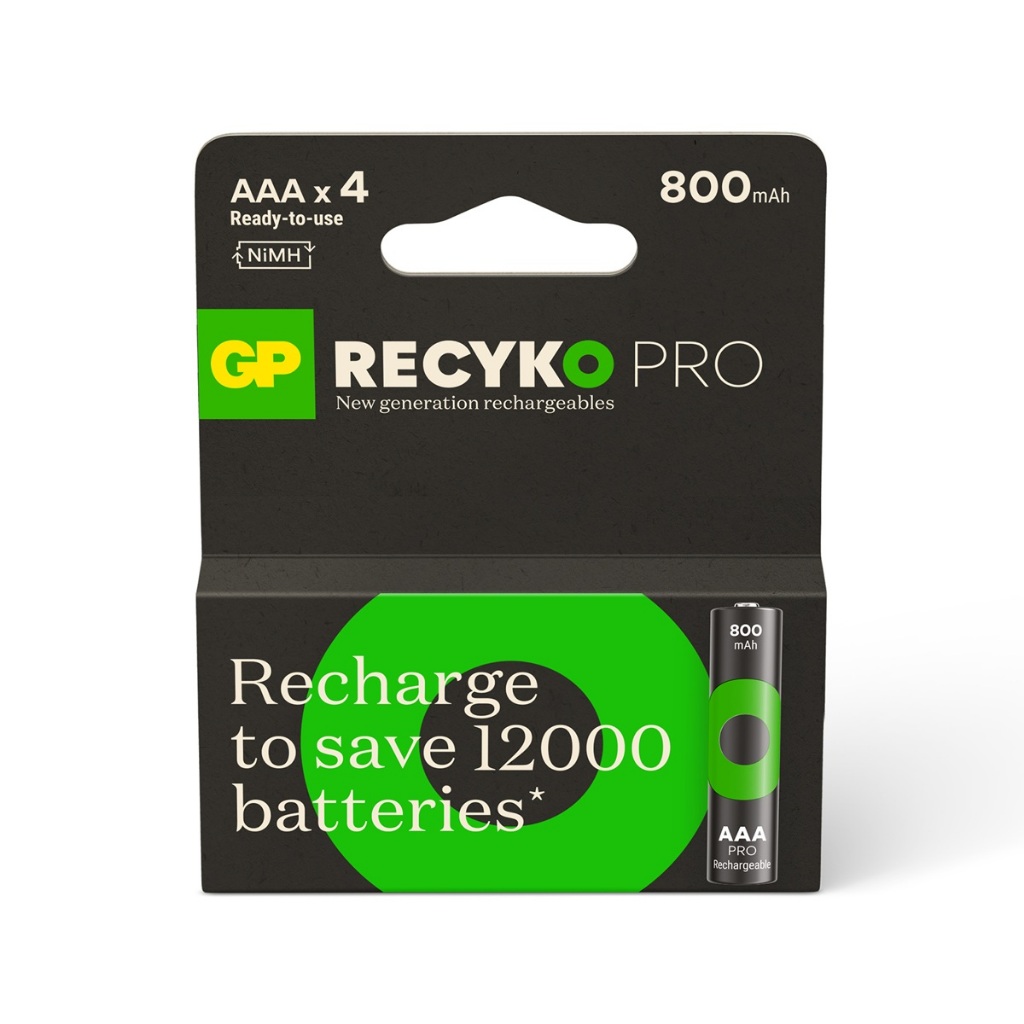 Pilha Recarregavel AAA GP Recyko PRO Bateria 3A 800mAh Palito 4 unidades