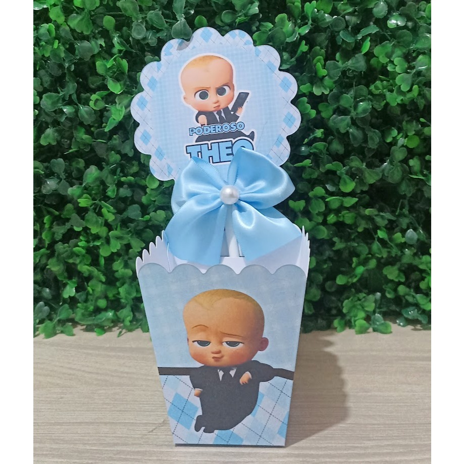Kit Centro de mesa Cachepot Personalizado Poderoso Chefinho  Azul Menino Festa-Lembrancinhas-Aniversario-Cha de bebe