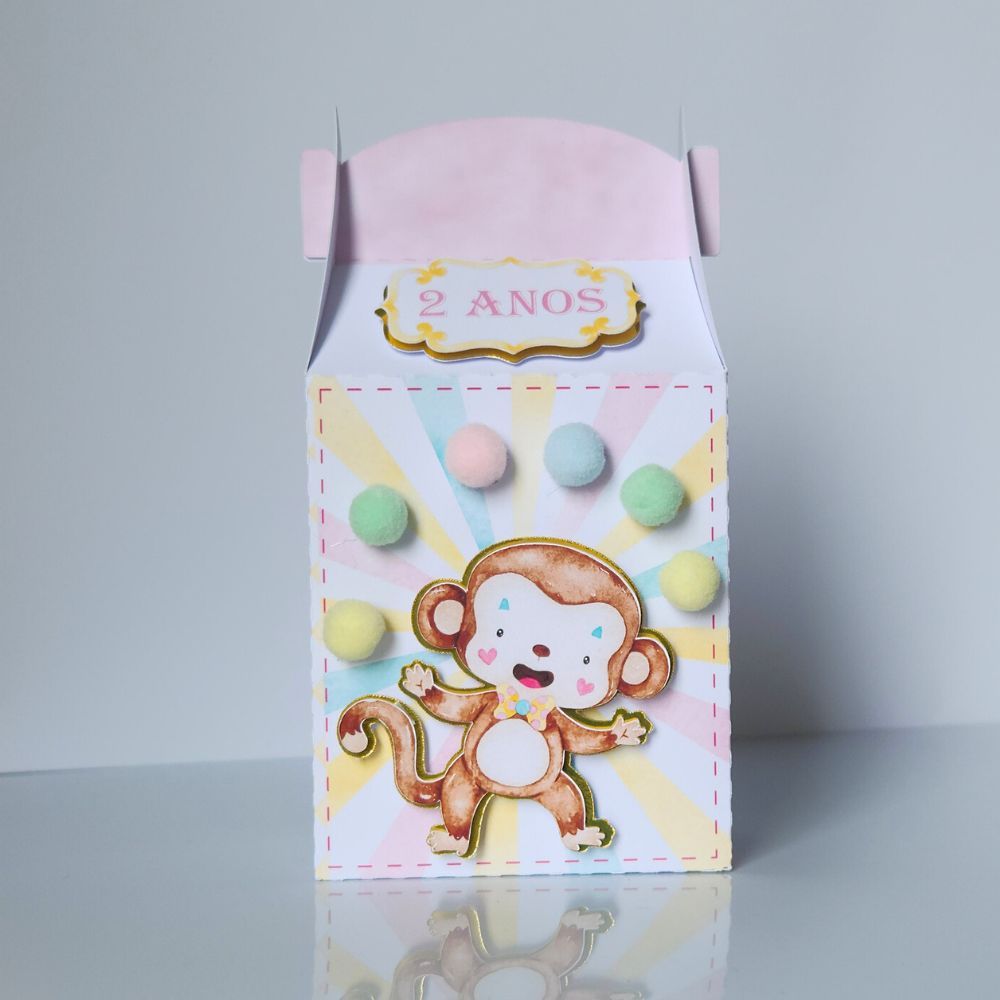 CAIXA MALETINHA 3D CIRCO ROSA AQUARELA PERSONALIZADA LEMBRANCINHA PARA FESTA INFANTIL ANIVERSÁRIO DE MENINA/PRINCESAS