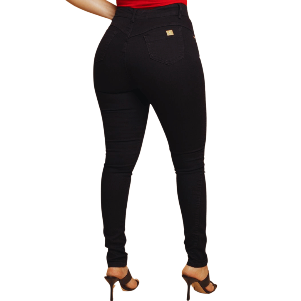 Calça Jeans Feminina Preta Empina Bumbum Cintura Alta Com Lycra Elastano Moda Premium Promoção