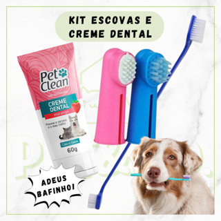 Kit Escova de Dentes 3 Peças e Creme Dental para Cachorros em Oferta na Shopee