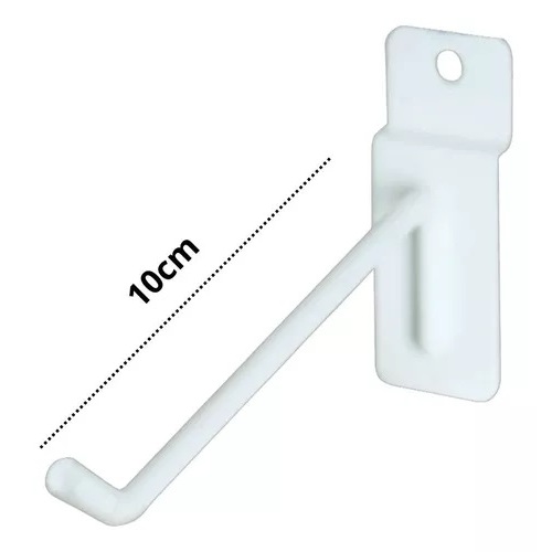 Kit 50 Gancho Para Painel Canaletado Cor Branco 10cm