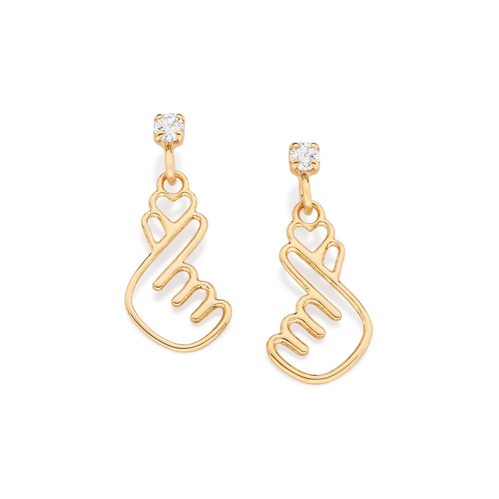 Brinco Rommanel Coração Coreano Figer Heart 527423 em Oferta na Shopee