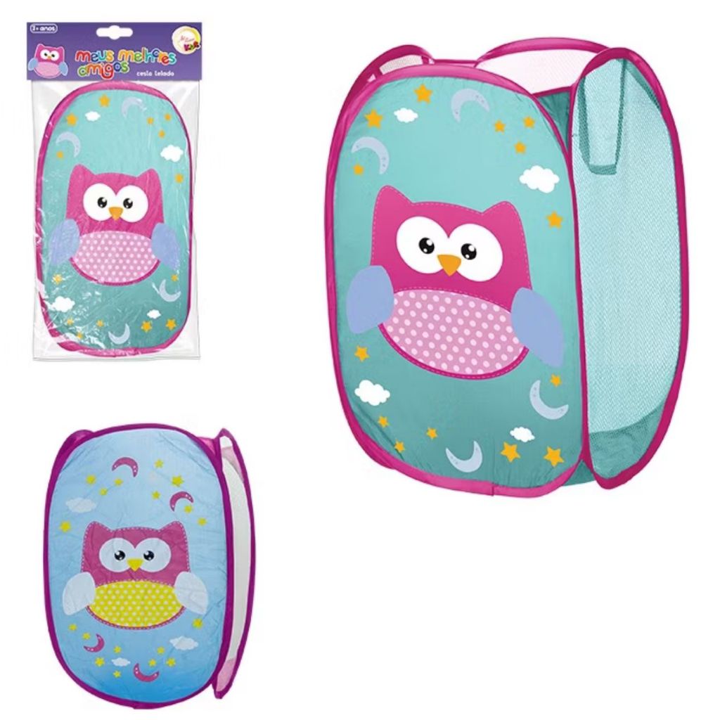 Cesto Organizador Brinquedos Roupas Infantil Dobrável Menino e Menina
