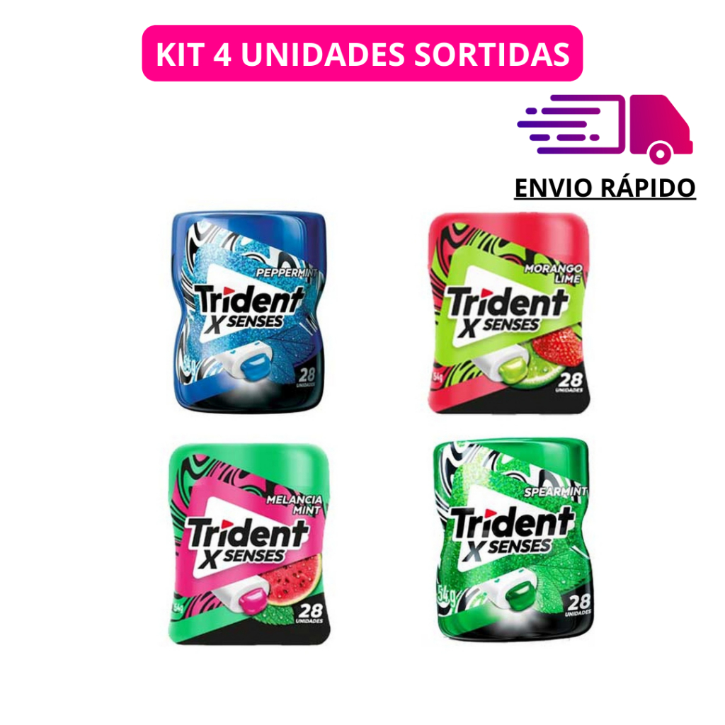 Chiclete Trident Xsense zero açúcar goma de mascar garrafinha 54g - Unidade ou kit