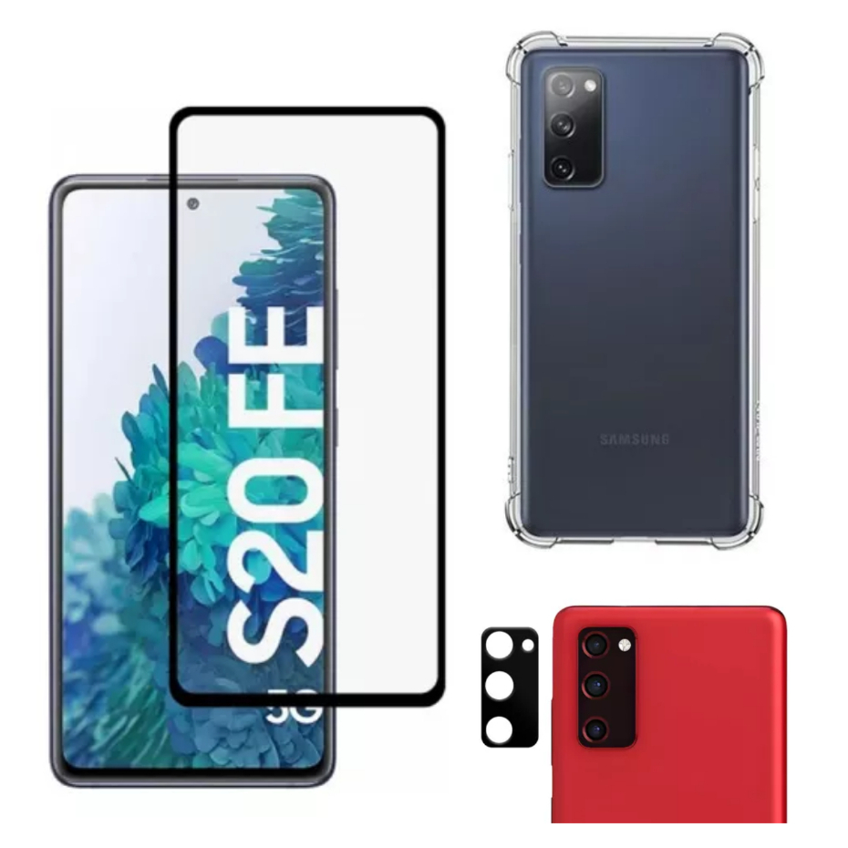 KIt Pelicula Vidro 3D Samsung S20 Fe + Capa Capinha Anti Shock + Pelicula Camera 3D em Oferta na Shopee