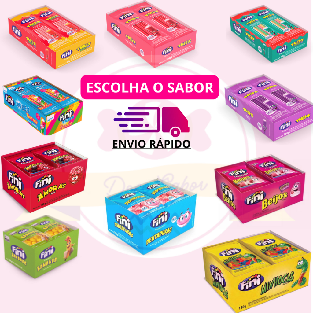 Caixa/Display Bala Fini Tubes Gelatina 15g Sabores Variados