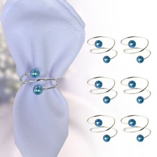 6 Porta Guardanapo Argola Mesa Posta Casamento Anel duplo com Perola Azul em Oferta na Shopee