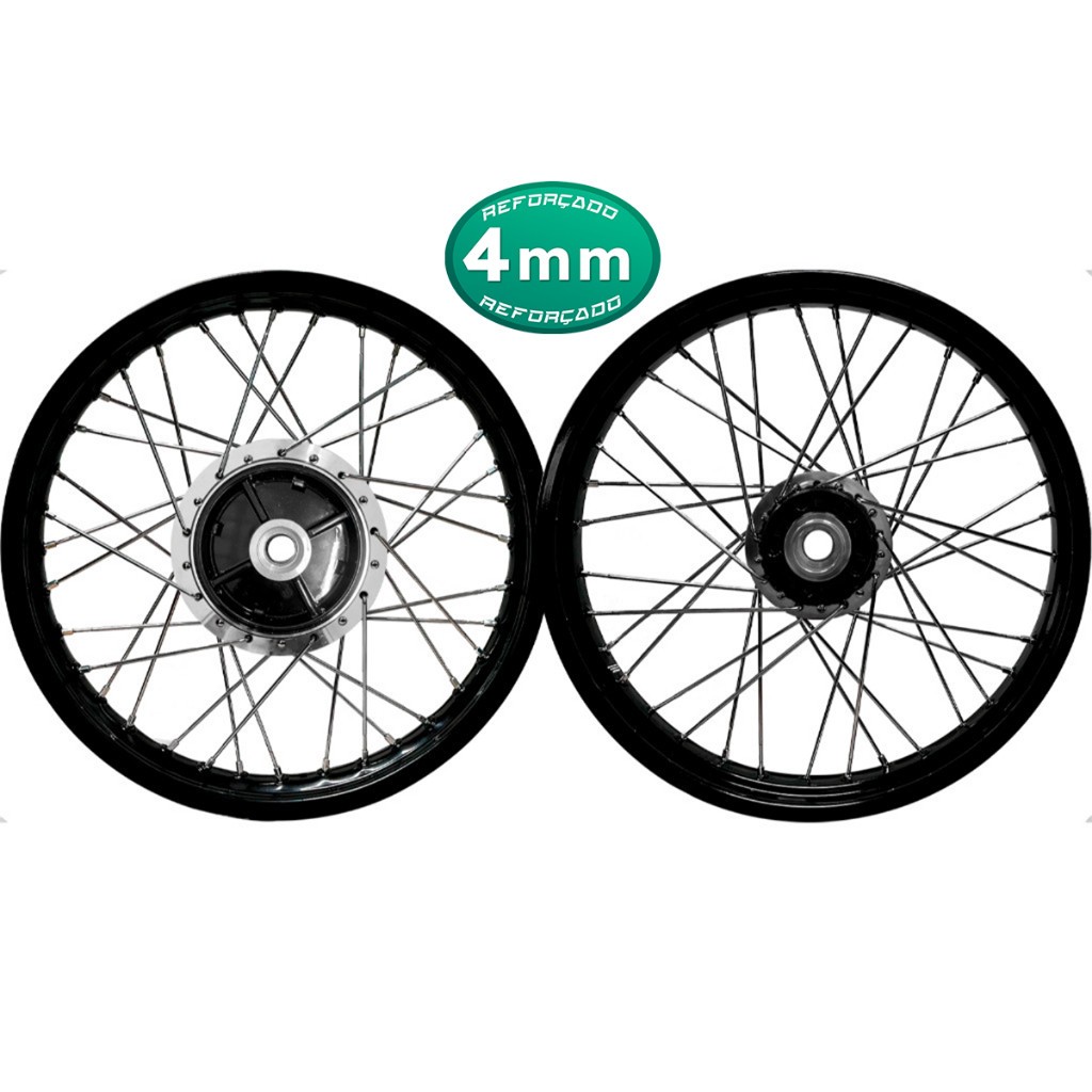 Par De Rodas Jante Pretas Titan 150 / 160 Fan 150 / 160 Start Cubo Disco Diamantado