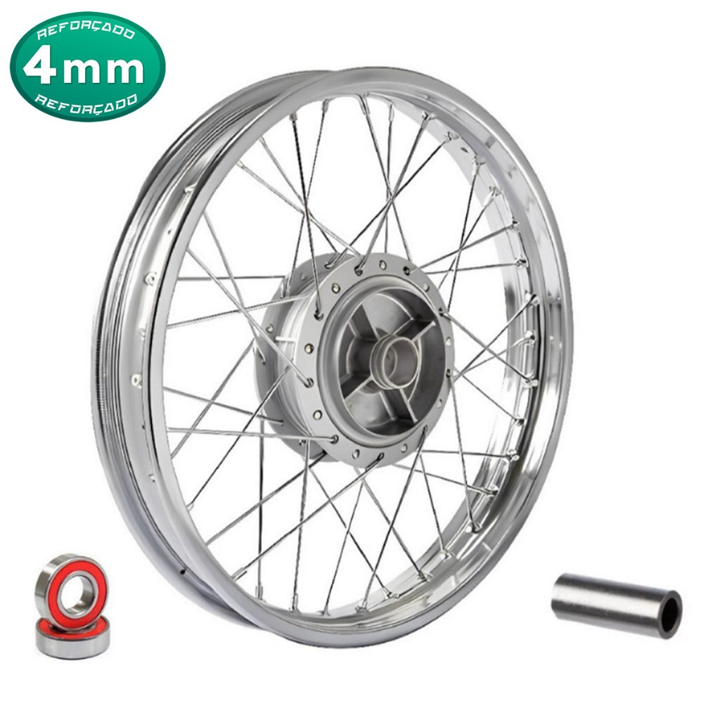 Roda Traseira Cg Titan Fan 150 2004/2017 Raio 4mm + Espaçador e Rolamento