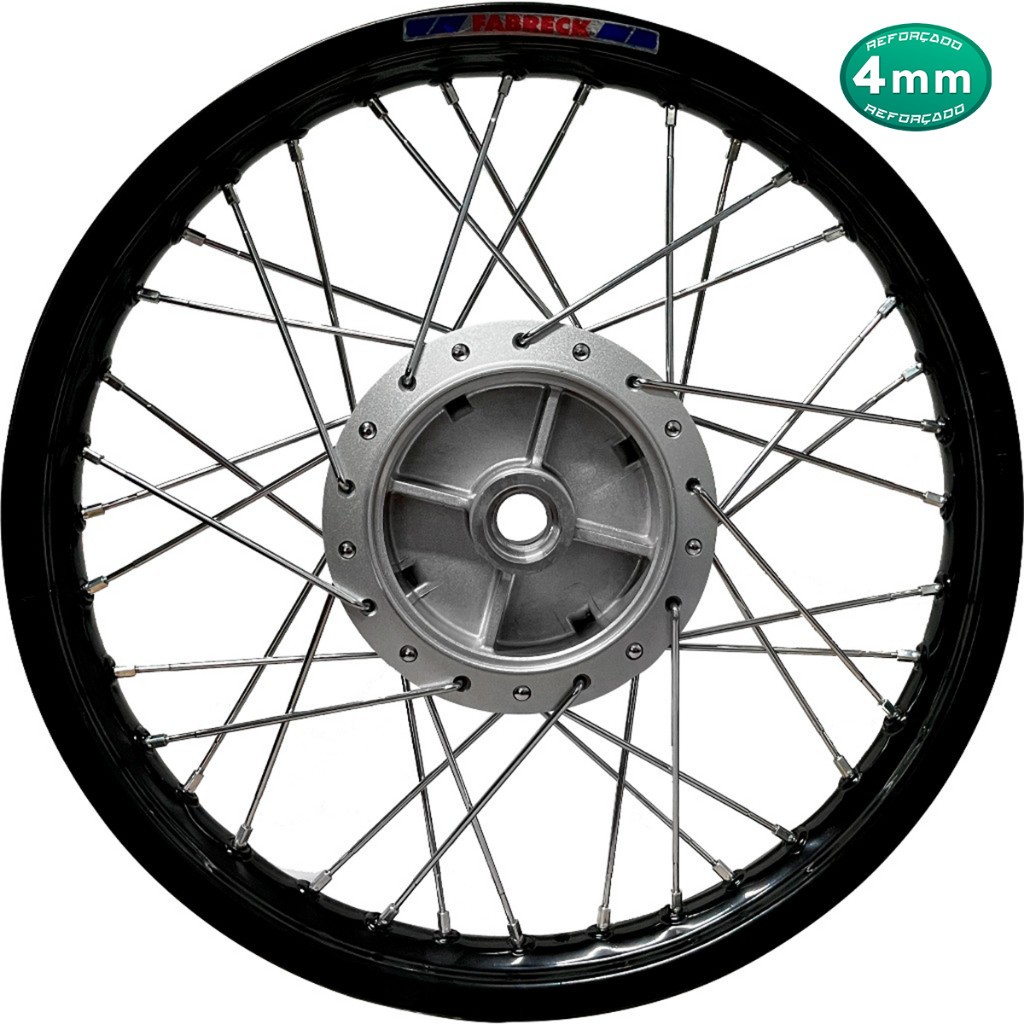 Roda Traseira Montada Alumínio Preto Raio 4mm Titan 150 Fan 150 Start 160 Alinhada (Só Montar)