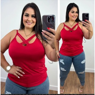 Blusa alcinha cruzada plus size regata em Oferta na Shopee
