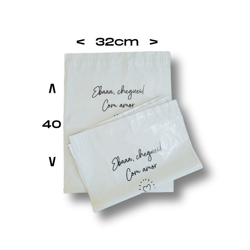 KIT Embalagem 32x40 Personalizada Envelopes de Segurança Para envio Tipo Correio (Mod. Com Amor)
