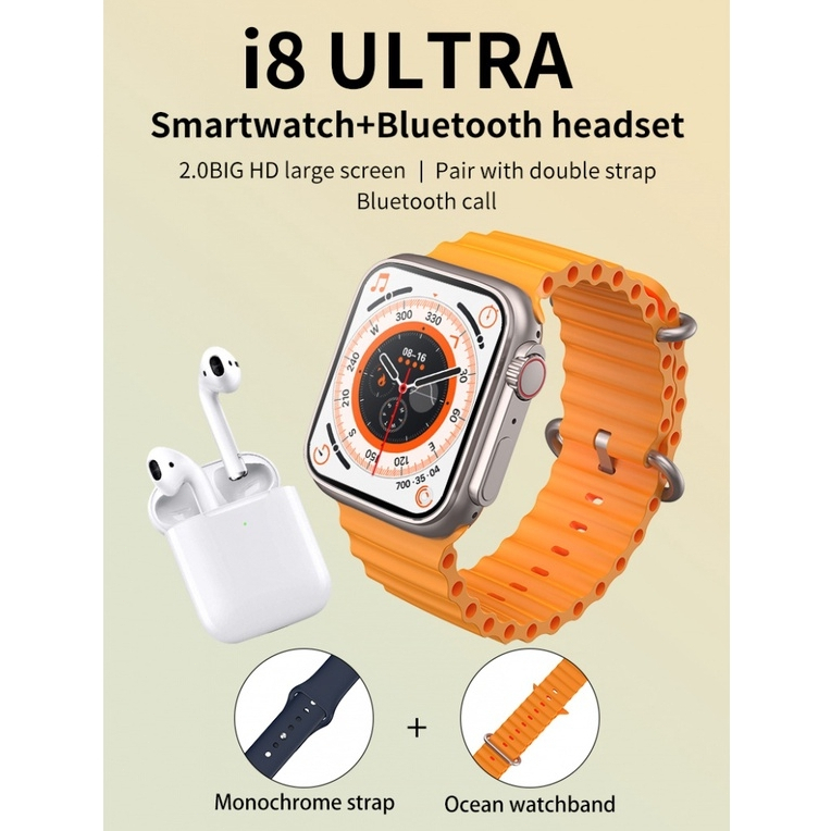 [Fone TWS i12]T800 Smartwatch Ultra 2-Em-1 Relógio Inteligente Bluetooth Fone De Ouvido Conjunto