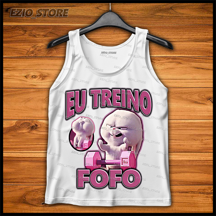 Regata Unissex Eu treino Fofo Snowball Coelhinho Filme Pets Blusa Eu treino Fofo Camiseta Eu treino Fofo Academia Regata