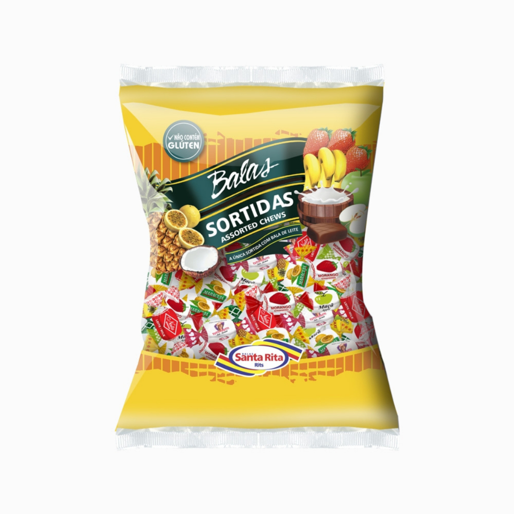 Bala Mastigável Fantasia Macia Pacote Com 500g Sortidas Santa Rita