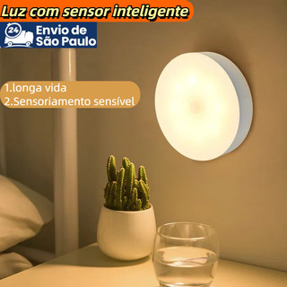 Luminária de Noite USB Recarregável com Sensor de Movimento, Lâmpada LED Duas cores Luz Q…