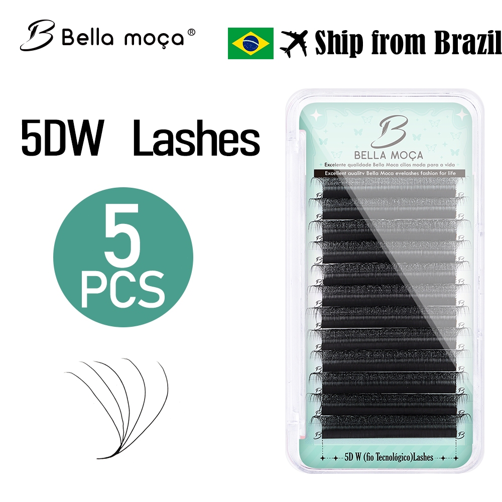 Kit 5 Caixas Cílios W5D Bella Moça 0.07D/M Volume Egípcio Tecnológico fio a fio Cílios Preto,Marrom