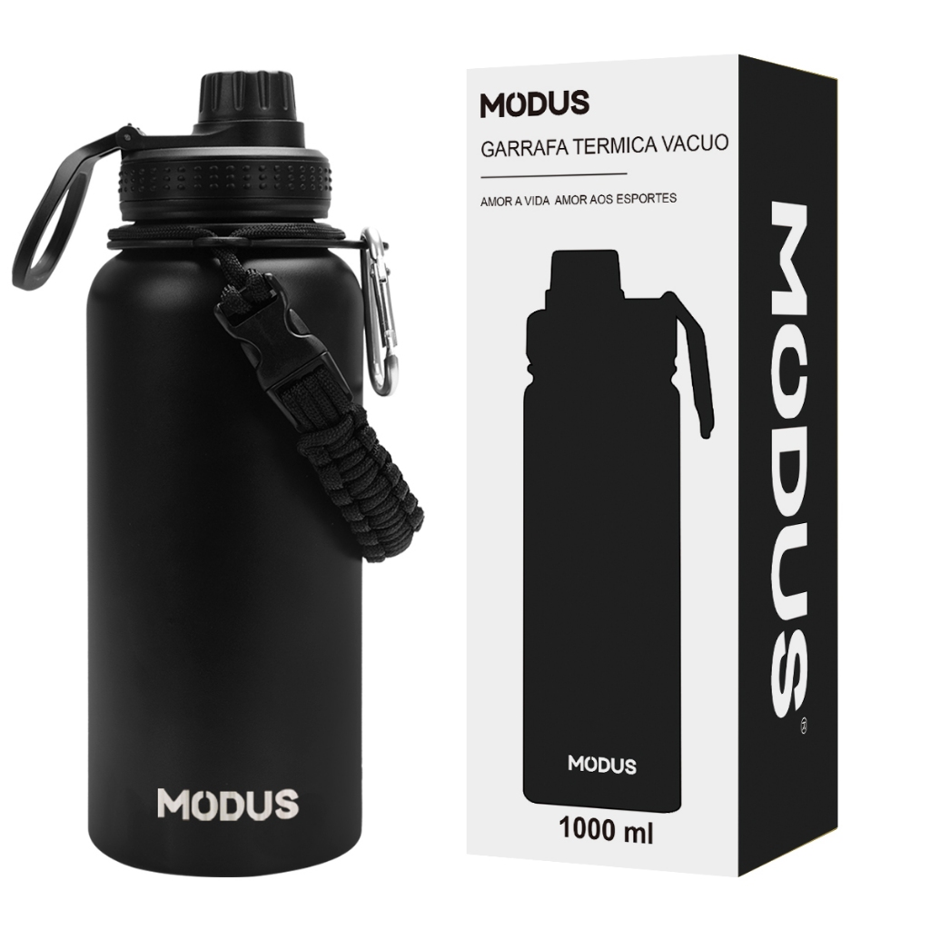 MODUS Garrafa De Água 1000ml De Aço Inoxidável Isolada Frio/calor Com Corda Portátil Esportiva Copo em Oferta na Shopee