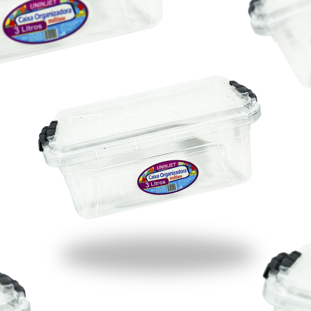 Kit Caixas Organizadoras Transparente Vasilha 3 Litros Com Travas Uninjet em Oferta na Shopee