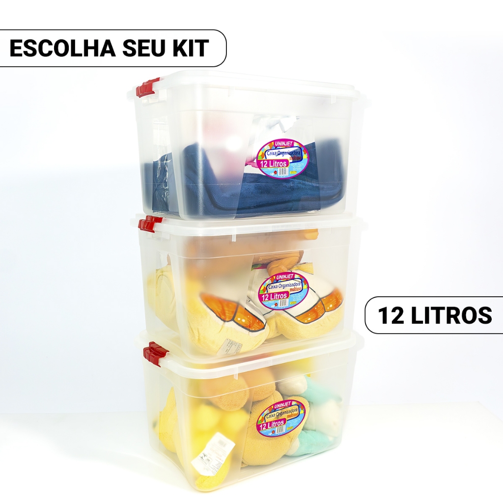 Caixa Organizadora Com tampa e Travas 12 Litros Uninjet em Oferta na Shopee
