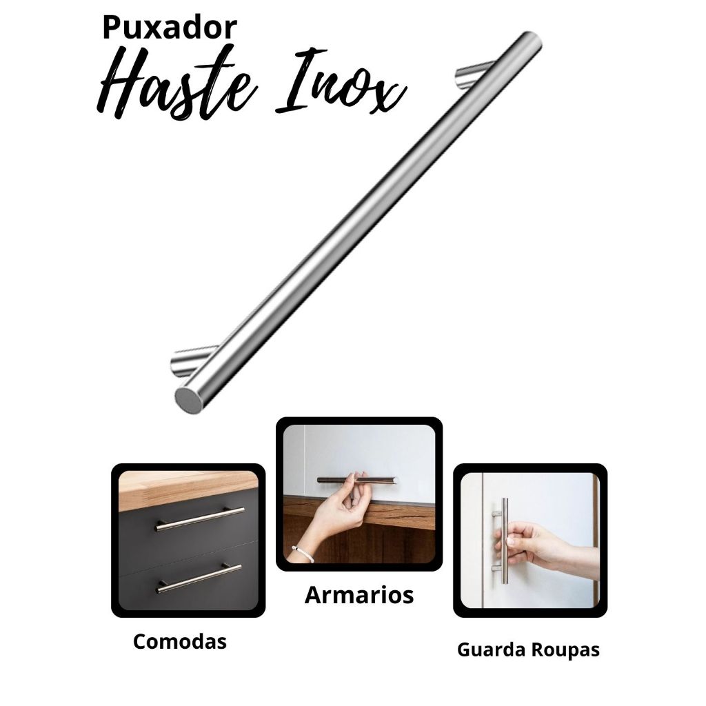 Puxador Para Armários Gabinetes e Guarda Roupas Haste Redondo Aço Inox Escovado Envio Imediato em Oferta na Shopee
