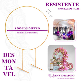 Estrutura Arco Redondo 1,50m Desmontável Ferro Reforçado Regulável para Festas e Decoração  Bexigas em Oferta na Shopee