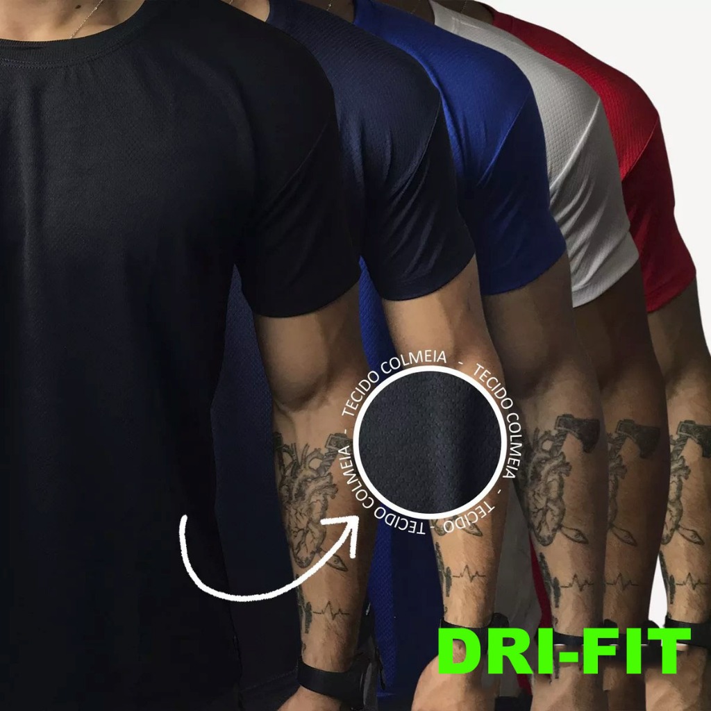 CAMISETA DRYFIT MASCULINA KIT COM 3 CAMISAS PARA ACADEMIA TOP PROMOÇÃO.
