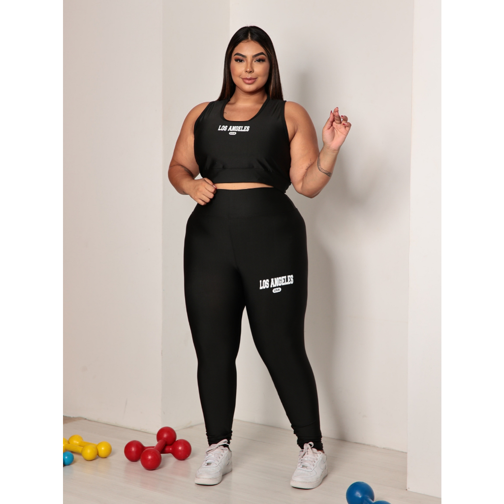 Conjunto Academia Fitness Plus Size Los Angeles Calça e Top