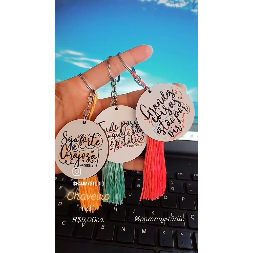 Kit 10 Chaveiros Personalizados MDF Resinado p/ Lembrancinhas Aniversário, frases motivacionais