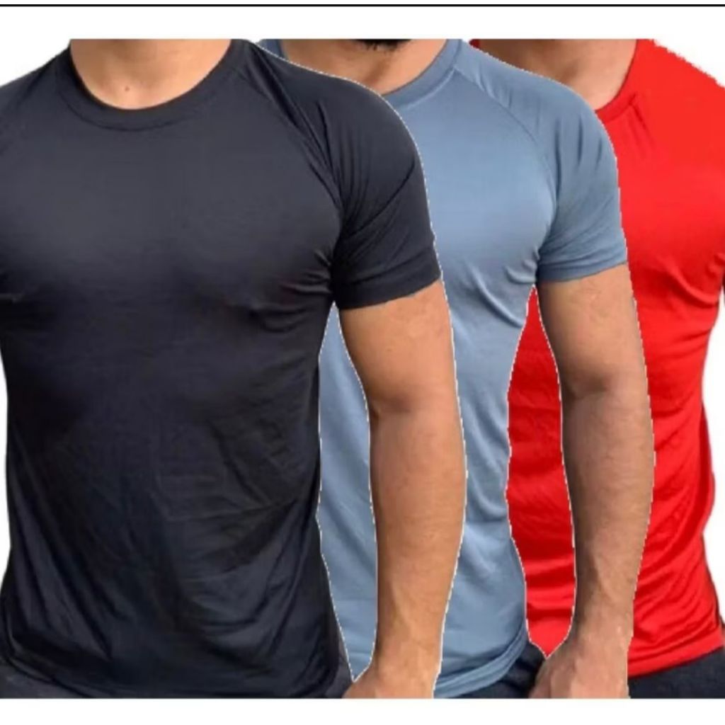 Kit 3 Camiseta Masculina Dry Fit Premium Lisa Proteção Solar UV50 Térmica Anti Suor Academia Corrida Bike Esportes