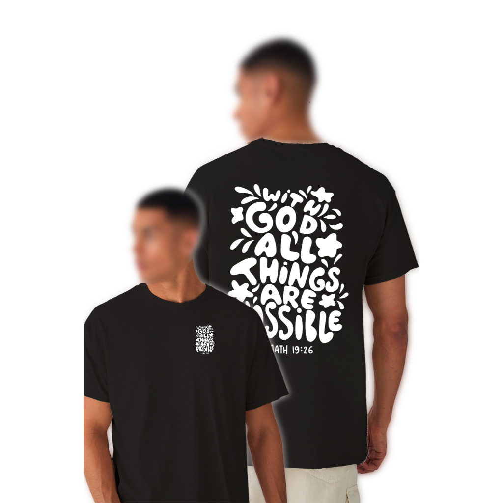 Camiseta Oversized Blusão Estampa All Things Are Possible Cristã Em DTF 100% Algodão