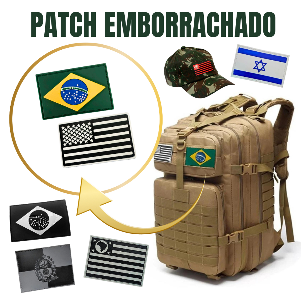 Patch Emborrachado Bandeiras Com Velcro Países Estados Times Para Mochila Bolsa C/ Velcro