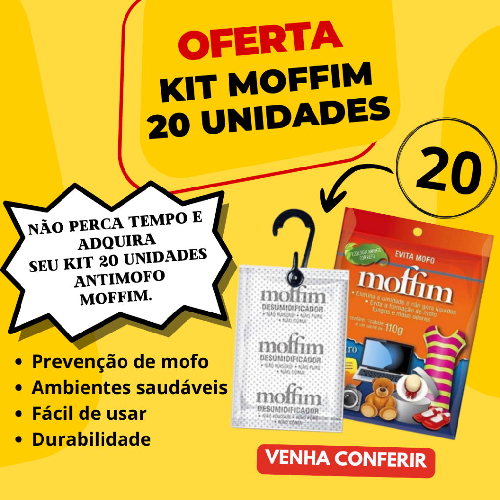 Kit 20 Antimofo Desumidificador Moffim 110g Roupeiro Closet