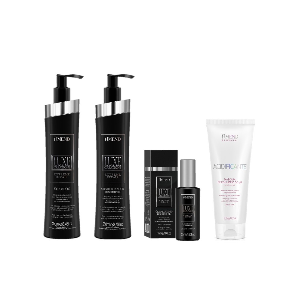 Amend KIT Luxe Extreme Repair Sh + Cond + Óleo Luxuoso + Máscara de Equilíbrio do PH 250g