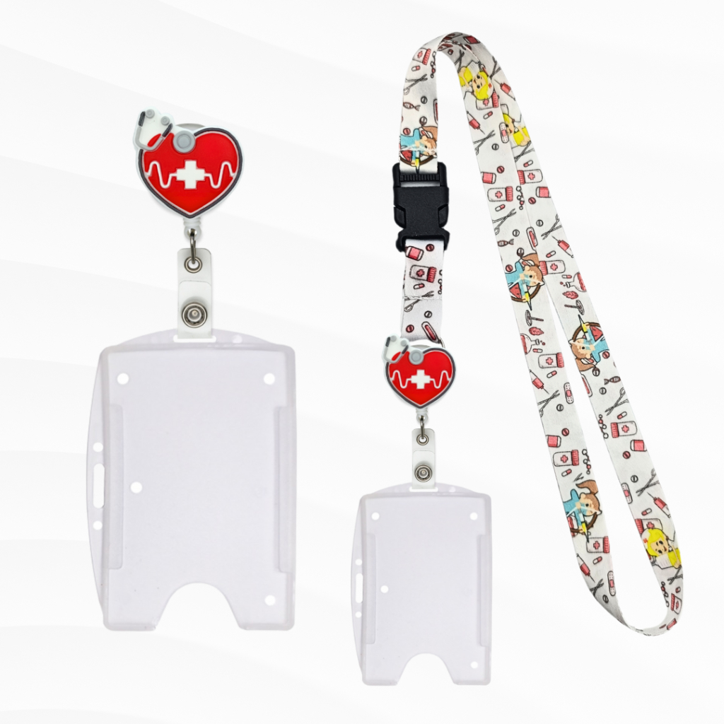 Kit Enfermagem Cordão c/ Porta Crachá Retrátil e Porta Crachá Transparente em Oferta na Shopee