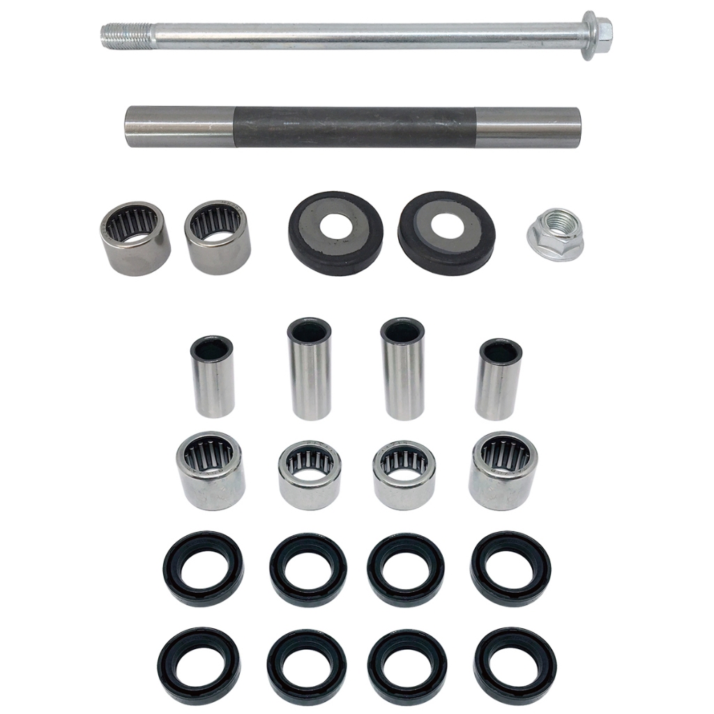 Kit Eixo Balança + Kit Reparo Pró Link XR 250 Tornado 2002 a 2008 com rolamentos de agulhas.