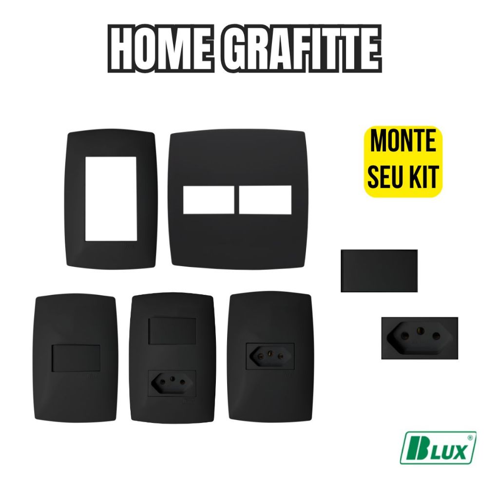 Tomadas e Interruptores Placa Modulo 4x2 4X4 Parede Home Grafitte Brilho 10a 20a interruptor paralelo Blux