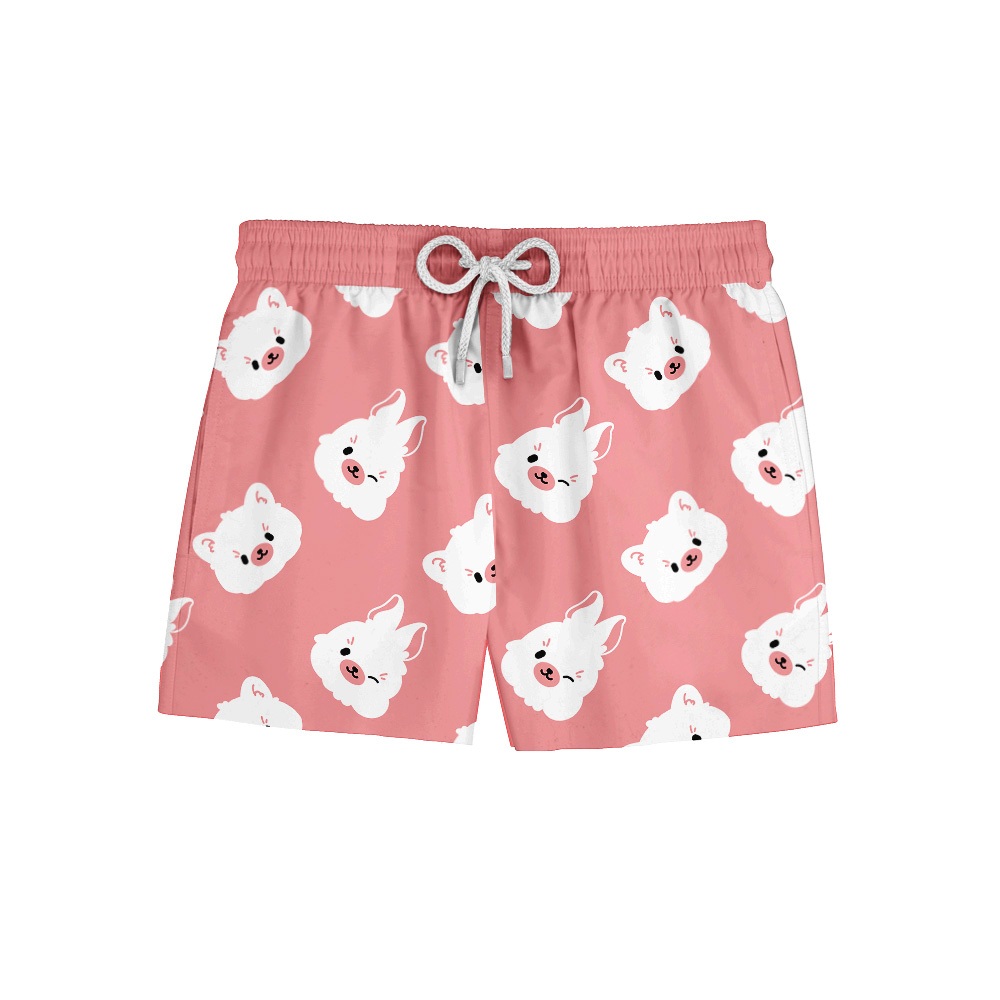 Short Bermuda Praia Carnaval Verão Masculino Lhama Rosa Alpaca REF 689 Home Custom