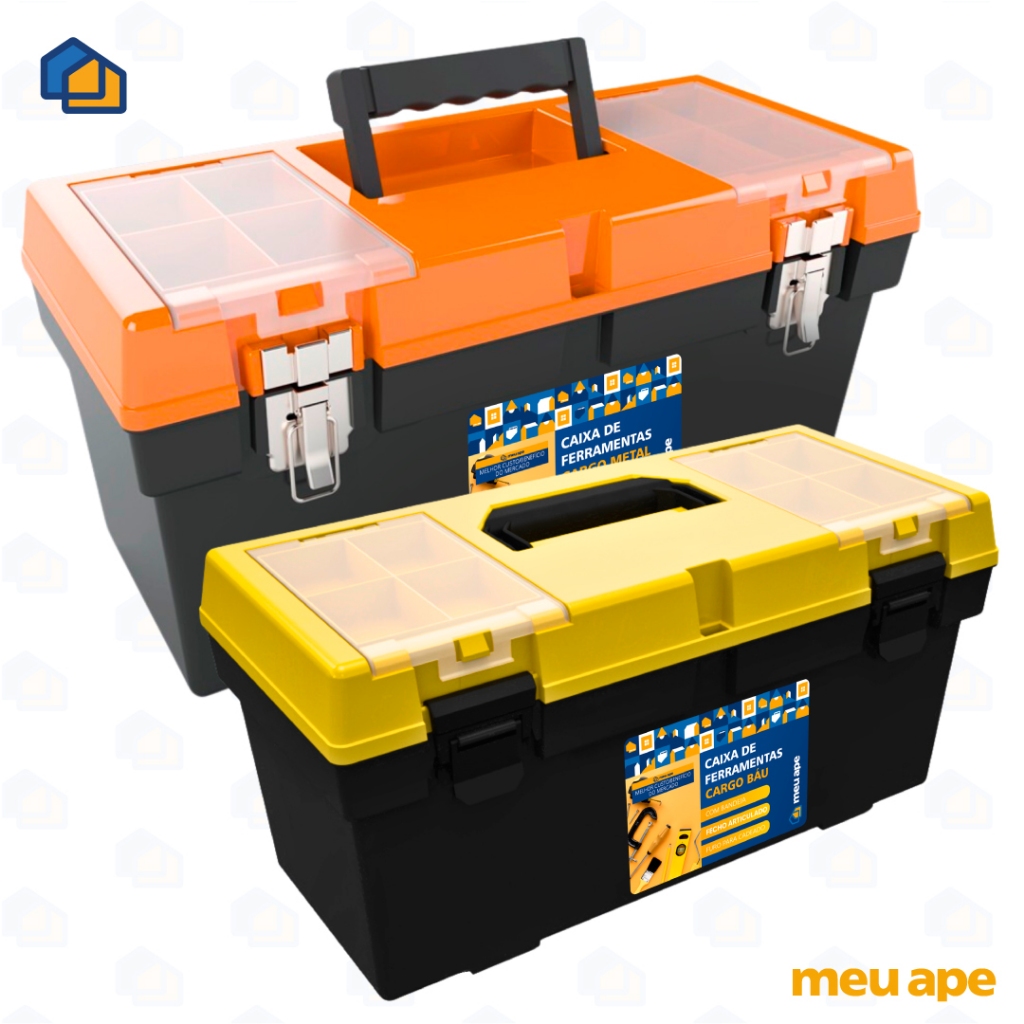 Caixa de Ferramentas Grande Reforçada Bau Cargo 19.5" Fecho Metálico / PP Original em Oferta na Shopee
