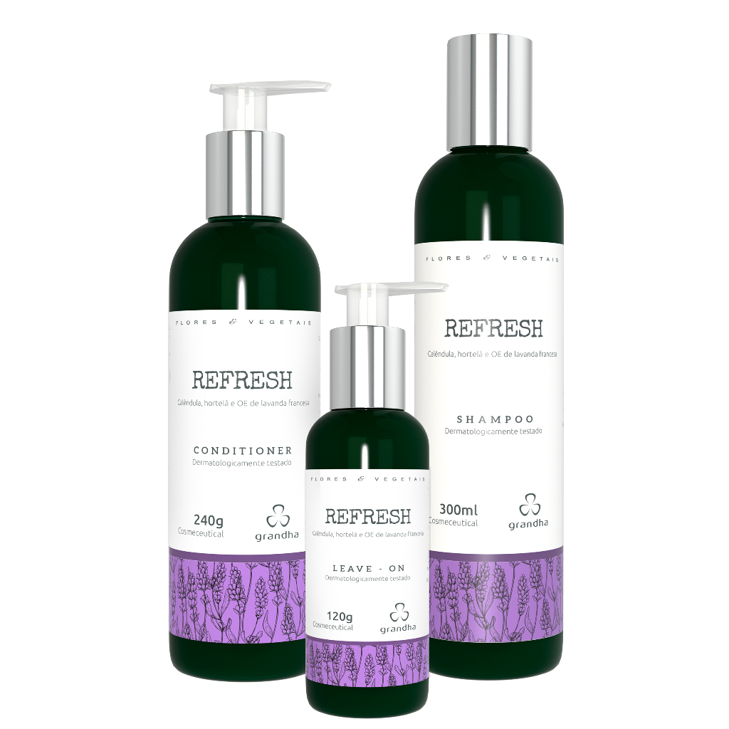 GRANDHA REFRESH  Flores & Vegetais - SHAMPOO / CONDITIONER / LEAVE ON (KIT / INDIVIDUAL)FITOTERAPICO