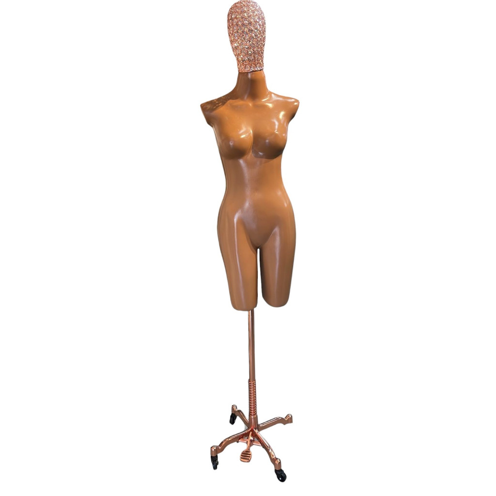 Busto Feminino Jô Perninha de Fibra Pele com Pedestal e Cabeça Aramada Rose