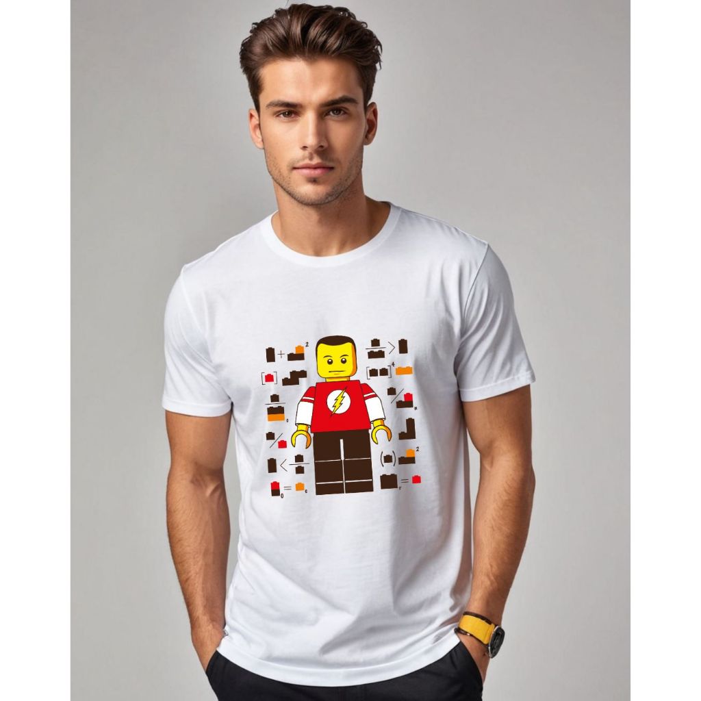 Camiseta Unissex Algodão T-shirt Lego Flash - Fun Alegria - Infantil Adulto e Plus Size