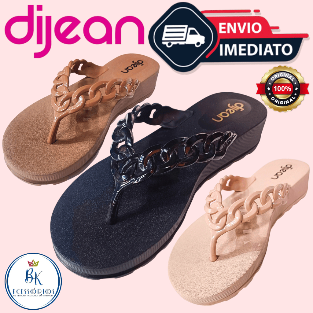 Chinelo Tamanco Dijean Sandália Anabela Feminino Macias e Elegante Confortável Original Envio Rápido