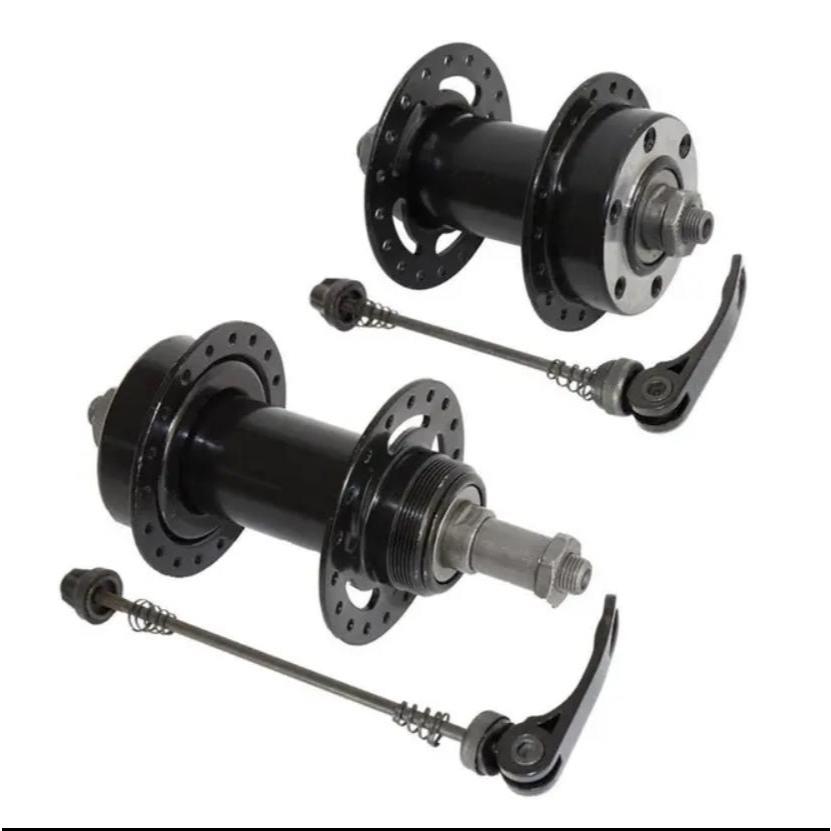 Cubo 36f Para Freio a Disco + Blocagens Par Dianteiro / Traseiro Aço Preto Para Bicicleta Encaixe Disco 6 Parafusos