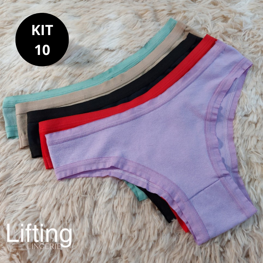 Kit 10 Calcinha Básica De Algodão Com Viés Aberto Não Marca Na Roupa em Oferta na Shopee