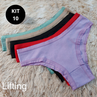 Kit 10 Calcinha Básica De Algodão Com Viés Aberto Não Marca Na Roupa em Oferta na Shopee