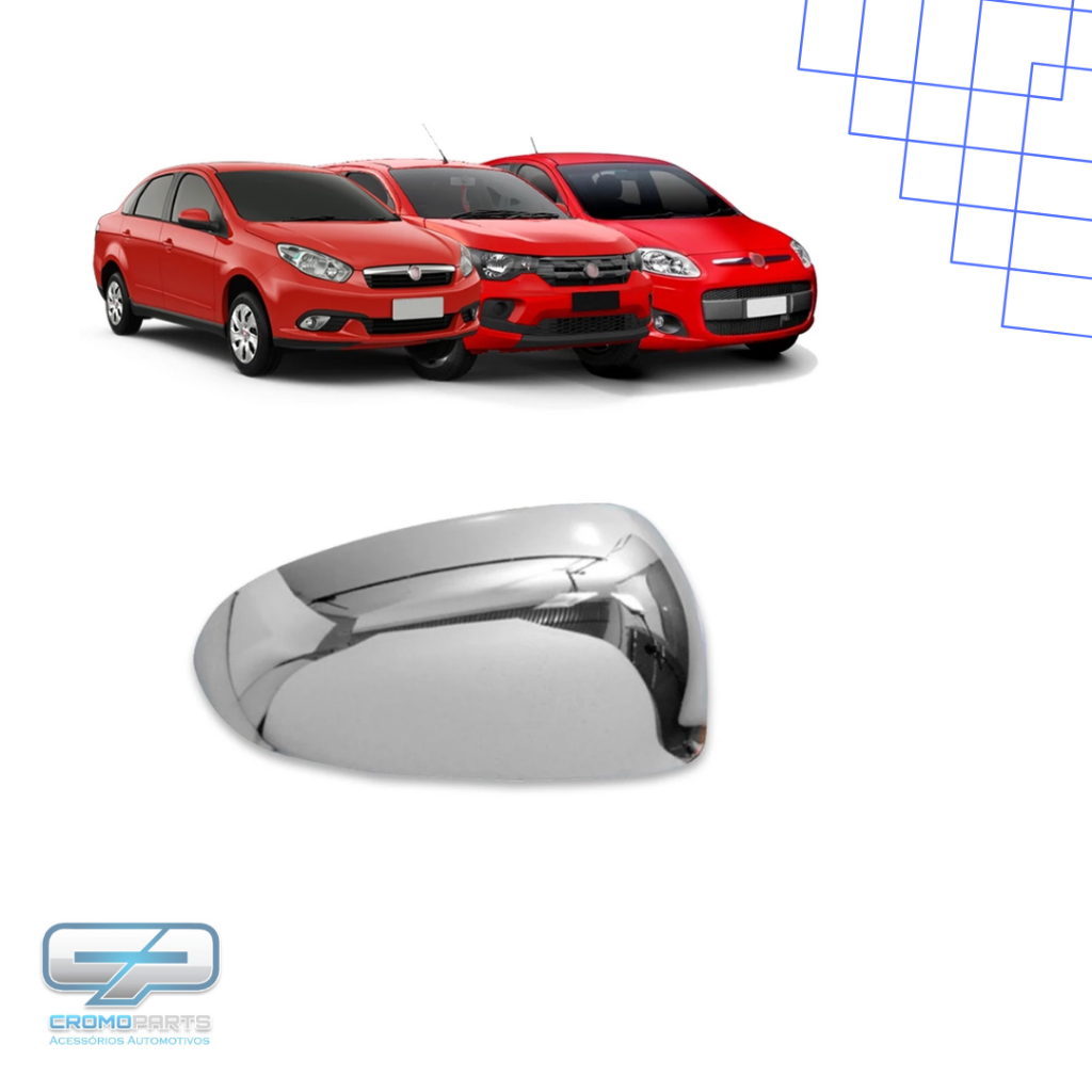 Cromado Cobre Capa Espelho de Retrovisor Grand Siena 2013-2022 Palio G5 2012-2018 Mobi 2016- 2021