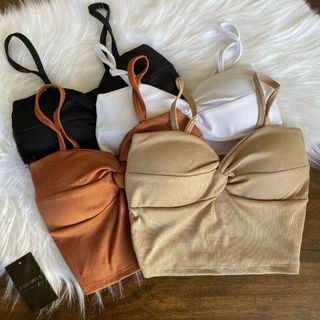 Cropped Feminino Alça Fina Bojo Detalhe Busto Torcido Moda Tecido Ribana Canelada Envio em 24 Horas em Oferta na Shopee