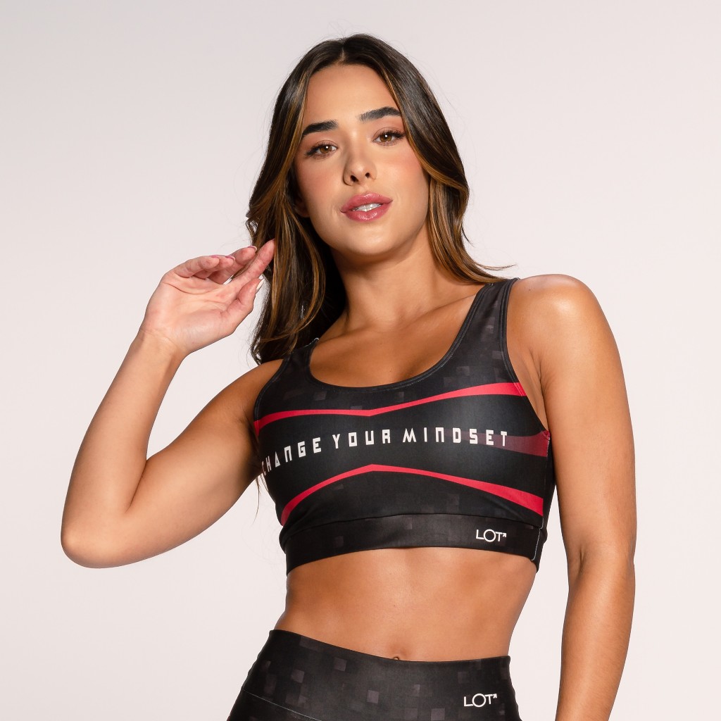 Top Fitness Academia Suplex Estampado Básico Preto Change You
